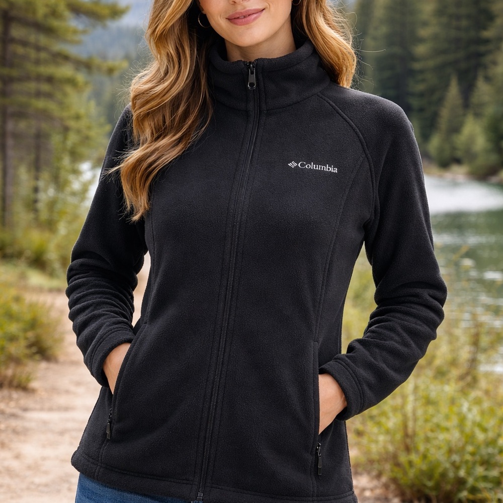 Columbia Women’s Full-Zip Fleece Jacket – Black – Size Small – Hiking | Outdoor